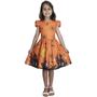 Imagem de Vestido Bruxa Halloween Infantil Fantasia Menina Barrado Laranja