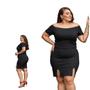 Imagem de Vestido Canelado Plus Size Ciganinha Dupla Fenda