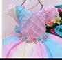 Imagem de Vestido colorido unicornio luxo arco iris para festas e casamentod dlua