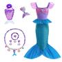 Imagem de Vestido Costume Princess Mermaid com acessórios para meninas