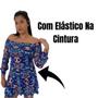 Imagem de Vestido Curto Manga longa Elastico Ombro Ciganinha Estampado