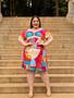 Imagem de Vestido Curto Plus Size Lacinho Drapeado no Decote Estampado