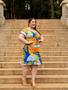 Imagem de Vestido Curto Plus Size Lacinho Drapeado no Decote Estampado