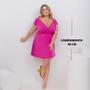 Imagem de Vestido Curto Plus Size Rodado Soltinho Suede Manga Curta