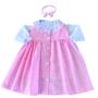 Imagem de Vestido de Bebê Menina Rosa 2 - 18 Meses Manga Longa Luxo 3 Peças 100% Algodão Tricoline