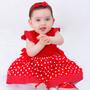 Imagem de Vestido de Bebê Roupa Menina Infantil Com Tiara 100% Algodão - Mundo Nina - Minnie Vermelho