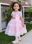 Imagem de Vestido de dama formatura florista  curto todo renda rosa e branco + luva