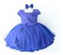 Imagem de Vestido De Festa Infantil Azul Borboleta Jardim Luxoe Tiara