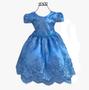 Imagem de Vestido De Festa Infantil Longo Azul De Renda Com Luva 2135 - Tamanho 1