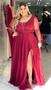 Imagem de Vestido De Festa Plus Size Madrinha com manga longa Brilhoso Elegante Carol