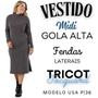 Imagem de Vestido de Frio com Manga Longa e Gola Alta Jacquard Tricot 3125A