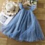 Imagem de Vestido de Princesa Azul com Lantejoulas para Meninas (3 a 8 anos) - Ideal para Festas e Verão