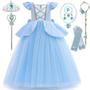 Imagem de Vestido de Princesa Cinderela Disney para Meninas - Fantasia para Festa, Halloween ou Aniversário