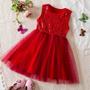 Imagem de Vestido De Princesa De Malha Sem Mangas Com Lantejoulas Vermelhas Para Bebês Meninas De 2 a 6 Anos,