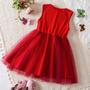 Imagem de Vestido De Princesa De Malha Sem Mangas Com Lantejoulas Vermelhas Para Bebês Meninas De 2 a 6 Anos,