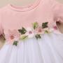 Imagem de Vestido de Princesa Infantil com Bordado de Flores - Manga Curta e Saia de Tule (1-3 anos)