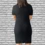 Imagem de Vestido De Tricô Feminino Preto Midi Casual Com Manga Curta