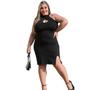 Imagem de Vestido Decote Gota Com Fenda Sexy Plus Size