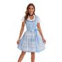 Imagem de Vestido Dirndl YTWS azul xadrez para mulheres de cosplay da Oktoberfest