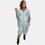 Imagem de Vestido Estilo Kaftan Amplo com botão Boho Chick Plus Size