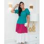 Imagem de Vestido Fagian Melina Color Block - Verde Rosa Off