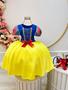 Imagem de Vestido Fantasia Infantil Branca de Neve Amarelo Capa Tiara luxo RO4025BN