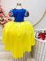 Imagem de Vestido Fantasia Infantil Branca de Neve Amarelo Capa Tiara luxo RO4025BN