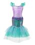 Imagem de Vestido Fantasia Infantil Luxo Princesa Sereia Ariel Lilás e Verde