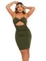 Imagem de Vestido Feminino Canelado Alcinha Curto Detalhe Frontal