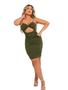 Imagem de Vestido Feminino Canelado Alcinha Curto Detalhe Frontal