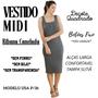 Imagem de Vestido Feminino Coladinho Midi Regata Decote Quadrado Botões Fixo Ribana Canelada Slim Fit 51022A