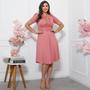 Imagem de Vestido Feminino Culto Lindo Cinto Moda Evangélica Godê Novidade Oferta