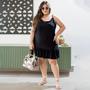 Imagem de Vestido Feminino Curto Alcinha Solto Babado Plus Size Moda Jovial