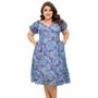 Imagem de Vestido feminino curto decote V profundo florido laise bordado algodão estampa floral até o joelho moda slim e Plus Size 40 ao 56