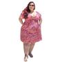 Imagem de Vestido feminino curto decote V profundo florido laise bordado algodão estampa floral até o joelho moda slim e Plus Size 40 ao 56