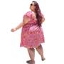 Imagem de Vestido feminino curto decote V profundo florido laise bordado algodão estampa floral até o joelho moda slim e Plus Size 40 ao 56