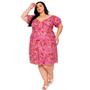 Imagem de Vestido feminino curto decote V profundo florido laise bordado algodão estampa floral até o joelho moda slim e Plus Size 40 ao 56
