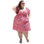 Imagem de Vestido feminino curto decote V profundo florido laise bordado algodão estampa floral até o joelho moda slim e Plus Size 40 ao 56