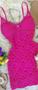 Imagem de Vestido feminino de crochê na cor rosa  com bojo removível TAM M