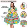 Imagem de Vestido Feminino Festa Junina Moderno Exclusivo Rainha Caipira Saia Enorme Super Rodado Com Muito Babados Decote Nas Costas Coração