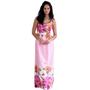 Imagem de Vestido Feminino Longo Alcinha Fina Confortável Floral Elegante Casual Modela o Corpo Fresquinho