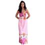 Imagem de Vestido Feminino Longo Alcinha Fina Confortável Floral Elegante Casual Modela o Corpo Fresquinho