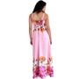 Imagem de Vestido Feminino Longo Alcinha Fina Confortável Floral Elegante Casual Modela o Corpo Fresquinho