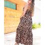 Imagem de Vestido feminino midi animal print alça fina regulagem botões elegante