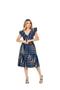 Imagem de Vestido Feminino Midi Decote V Ajuste Na Cintura Saia Godê Malha Viscolycra