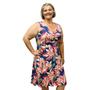 Imagem de Vestido Feminino Plus Size Estampado Gola V Regata Frente Forrada