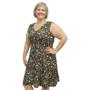 Imagem de Vestido Feminino Plus Size Estampado Gola V Regata Frente Forrada