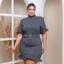 Imagem de Vestido Feminino Plus Size Tubinho de Babado com Cinto 0321