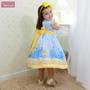 Imagem de Vestido festa infantil da Cinderela azul com detalhes amarelo