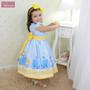 Imagem de Vestido festa infantil da Cinderela azul com detalhes amarelo